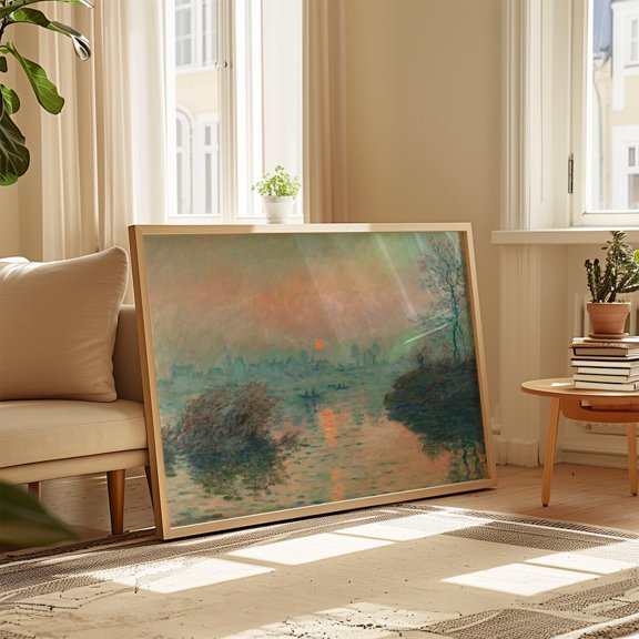 Soft Impressionist Misty Sunrise River Landscape Wall Decor Unframed Paper Print