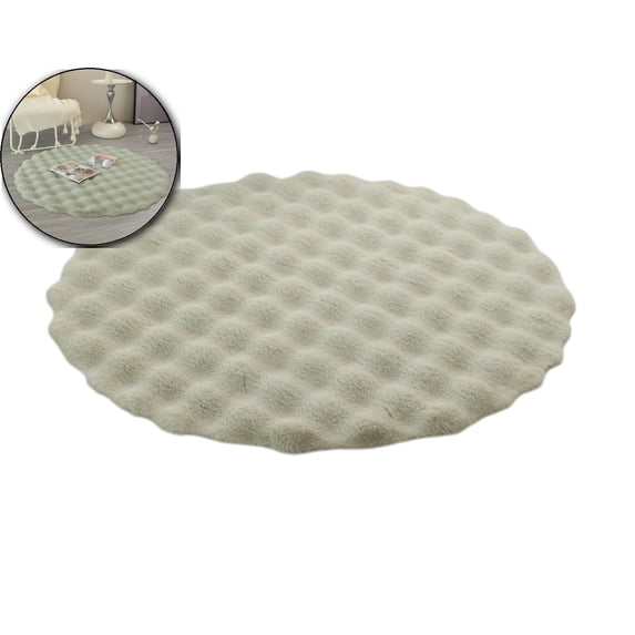 Soft Indoor Modern Small Area Rug, 19.6 Inch Fluffy Round Carpet , Plush Fur Foot Mat Home Decor Rug for Bedroom Living Room