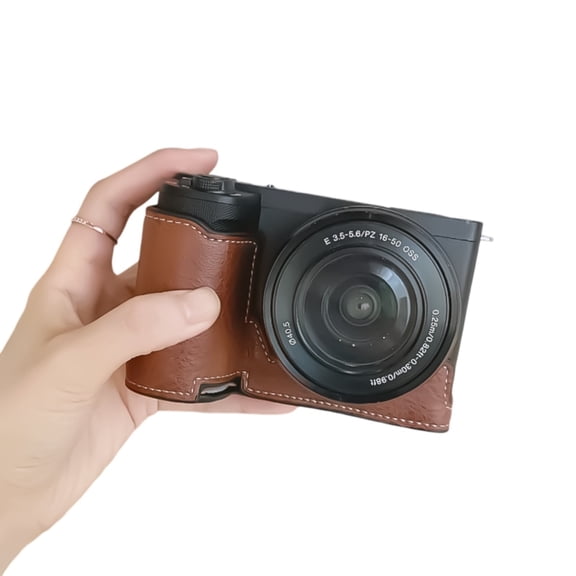 Soft Inner Lined PU Leather Case For ZVE10 II Offering Full Protecting And Quick Memory Card Change