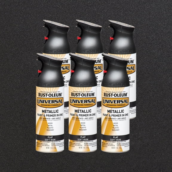 6 Pack, Soft Iron, Rust-Oleum Universal All Surface Interior/Exterior Matte Metallic Spray Paint-271473, 11 oz