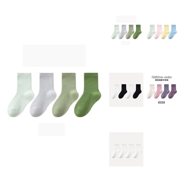 Soft Kids Crew Socks for Girls & Boys, Non- Seamless Cotton Ankle Socks, 6-Pair Assorted Solid Colors Multipack, Everyday Comfortable School & Play Socks for Toddlers