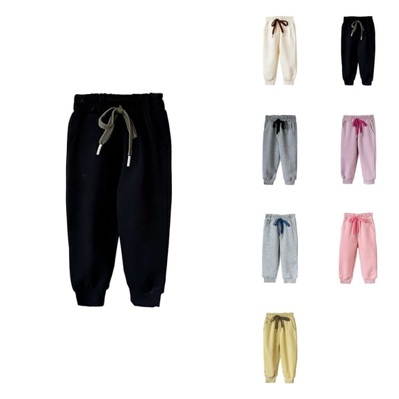 Soft Kids Sweatpants Boys and Girls, Cotton Wide Leg Casual Athletic Pants with Drawstring Waist, Pockets, Loose Fit Joggers Trouser