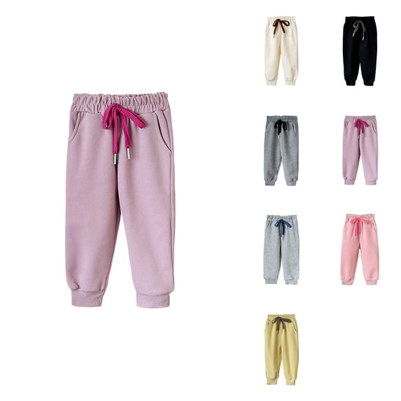 Soft Kids Sweatpants Boys and Girls, Cotton Wide Leg Casual Athletic Pants with Drawstring Waist, Pockets, Loose Fit Joggers Trouser
