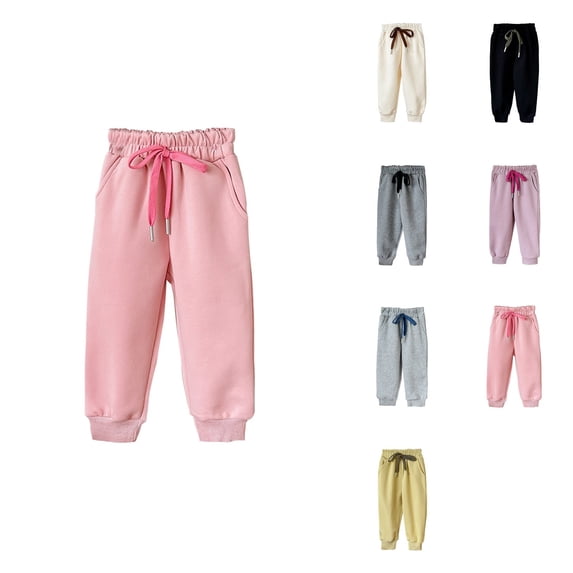 Soft Kids Sweatpants Boys and Girls, Cotton Wide Leg Casual Athletic Pants with Drawstring Waist, Pockets, Loose Fit Joggers Trouser