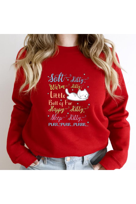 Soft Kitty Warm Kitty Little Ball Of Fur Funny Sleep Kitty Mom Dad Graphic - High Quality SW10236 Unisex Sweatshirt, Up to Size 5XL