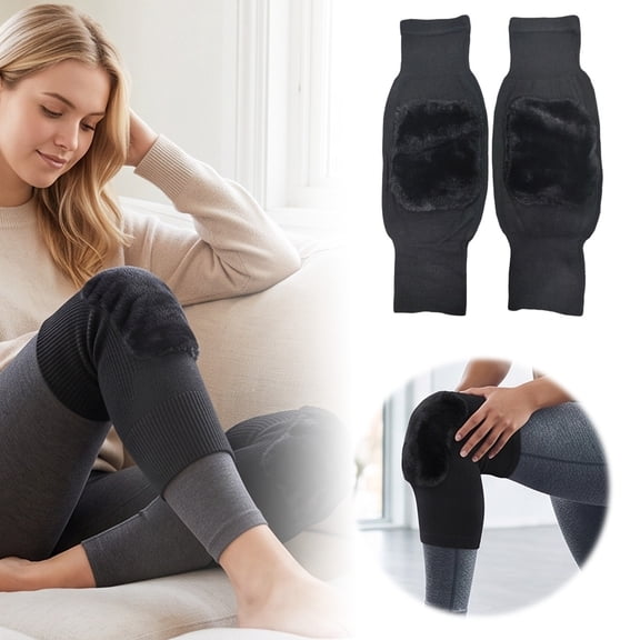 Soft Knee Warmers Non- Knee Guards for Men and Women Winter Knee Support 16.54 in Black