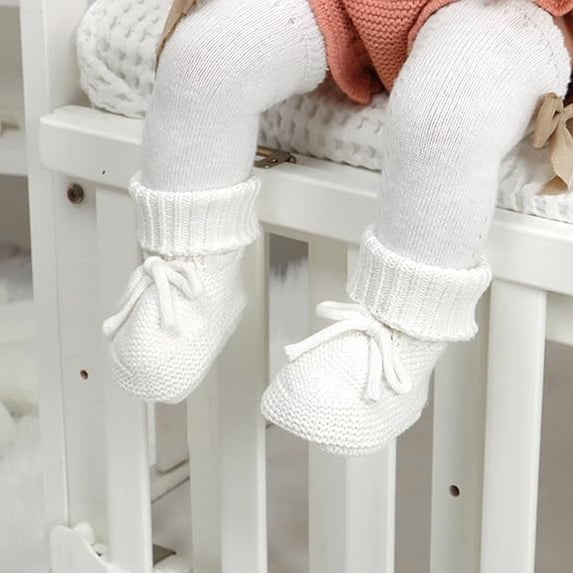 Soft Knit Baby Booties First Walking Shoes Warm Winter With Adorable Bow For Toddlers