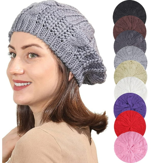 Soft Knit Beanie Lightweight Crochet Knitted Style Beanie Hat for Women ...