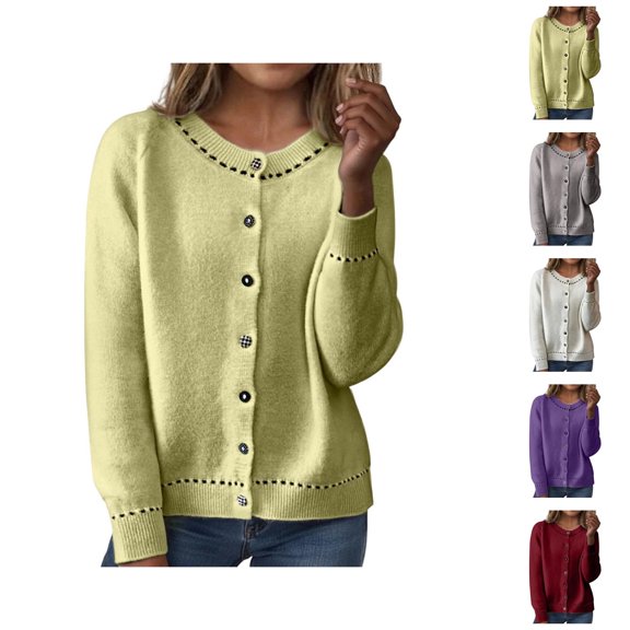 Soft Knit Cardigan Sweater Lightweight Loose Fit Casual Long Sleeve Button Front Open Coat Top Versatile Outwear For Fall Season Cardigan Sweaters for Women
