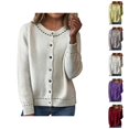thumbnail image 1 of Soft Knit Cardigan Sweater Lightweight Loose Fit Casual Long Sleeve Button Front Open Coat Top Versatile Outwear For Fall Season Cardigan Sweaters for Women, 1 of 2