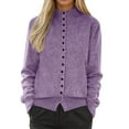 thumbnail image 1 of Soft Knit Cardigans for Women Sweaters Button Down Jacket Casual Long Sleeve Crew Neck Solid Fall Knitwear Clothes (L, Purple), 1 of 4