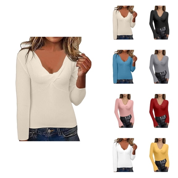 Soft Knit Knot Pullover Sweater for Women – Long Sleeve Crewneck, Casual Solid Color Fall Winter Fashion Blouse, Comfortable Cozy Detail