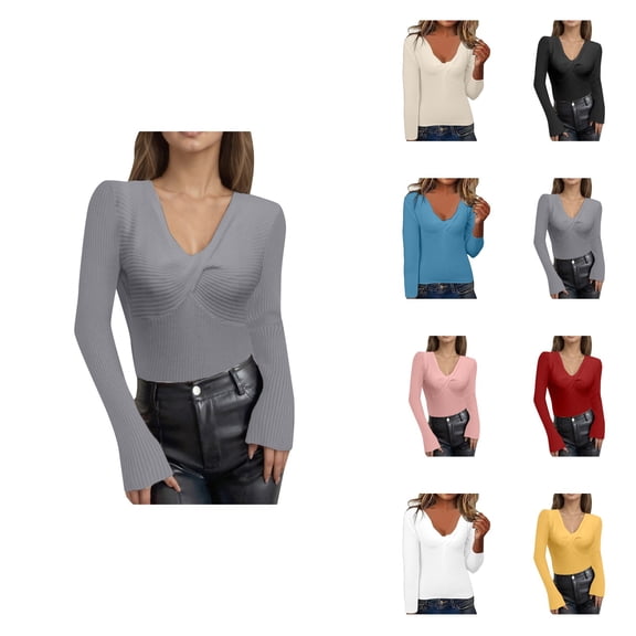 Soft Knit Knot Pullover Sweater for Women – Long Sleeve Crewneck, Casual Solid Color Fall Winter Fashion Blouse, Comfortable Cozy Detail