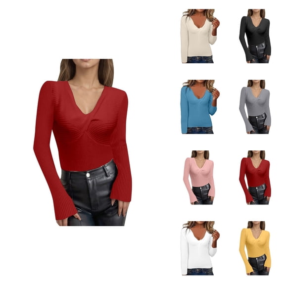 Soft Knit Knot Pullover Sweater for Women – Long Sleeve Crewneck, Casual Solid Color Fall Winter Fashion Blouse, Comfortable Cozy Detail