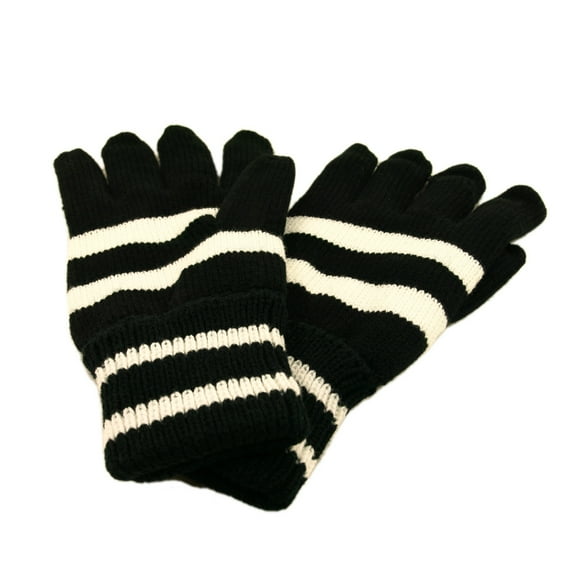 Soft Knit Men's Striped Winter Insulated Gloves