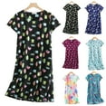 thumbnail image 1 of Soft Knit Nightgown Round Neck Short Sleeve Sleepwear Plus Size Home Dress, 1 of 5