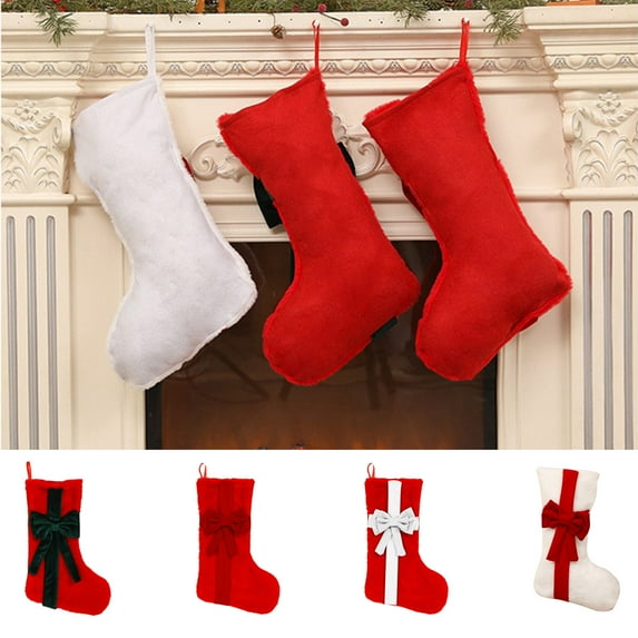 Soft Knit Personalized Christmas Stockings - Letter Embroidered Initials Stockings Large Size, Red White Green Holiday Decor, Perfect Xmas Gift for Family Kids Fireplace Tree Party Hanging