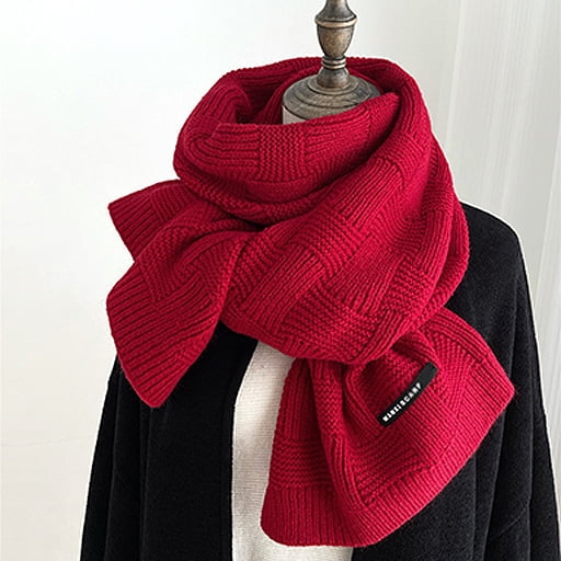Soft Knit Scarf for Women - Cozy Winter Warm Scarf & Neck Warmer, Red Chunky Knit Scarf for Girls