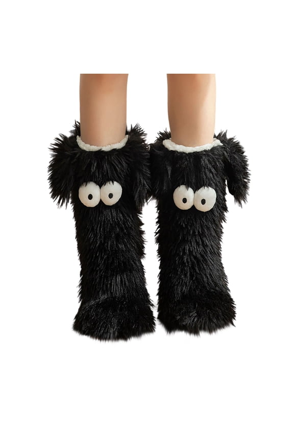 Soft Knit Socks Non-Slip Sleeping Socks, Cozy Floor Gripper Slipper Socks for Indoor Home Comfort and Warmth(Black)