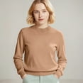 thumbnail image 1 of Soft Knit Sweater for Womens Crew Neck Long Sleeve Casual Basic Pullover Sweater Tops Camel M, 1 of 5