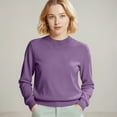 thumbnail image 1 of Soft Knit Sweater for Womens Crew Neck Long Sleeve Casual Basic Pullover Sweater Tops Light Purple 2XL, 1 of 5