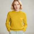 thumbnail image 1 of Soft Knit Sweater for Womens Crew Neck Long Sleeve Casual Basic Pullover Sweater Tops Yellow M, 1 of 5