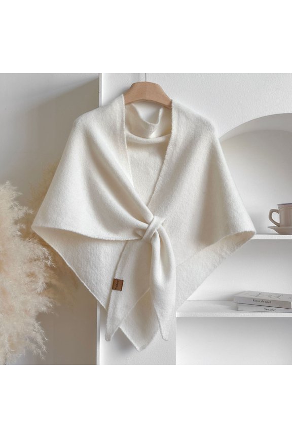 Soft Knit Triangle Cape Poncho, Winter Chic Shawl Wrap for Women,185*75,1