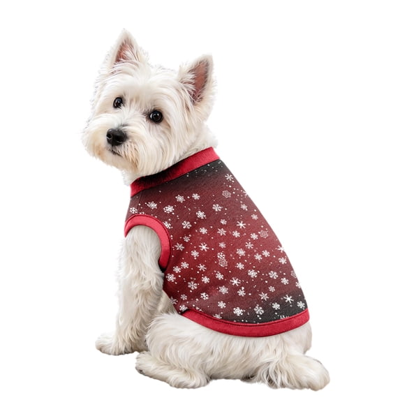 White Gradinet Soft Knitted Christmas Pet Sleeveless Top Red‑to‑Black Gradient Full ...