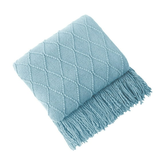 Soft Knitted Fuzzy Throw Blanket for Couch, Sofa, Bed – Cozy Plush Lounge Blanket for Travel, Camping, Picnic, Home & Outdoor Use – 1 Pack