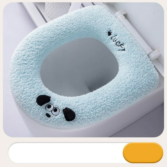 Soft Knitted Toilet Seat Covers with Handle - All Season Thickened Elongated Full Surround Toilet Lid Cover, Easy Install Washable for Round & Rectangular Toilet, Cozy Winter Bathroom Mat
