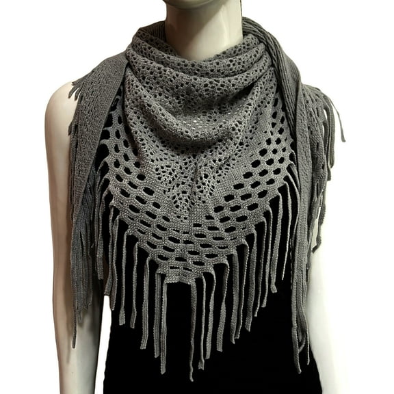 Soft Knitted Triangular Scarf for Women Envelope Scarf Blanket Scarf Shawl with Fringes for Autumn and Winter Outfits