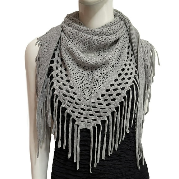 Soft Knitted Triangular Scarf for Women Envelope Scarf Blanket Scarf Shawl with Fringes for Autumn and Winter Outfits