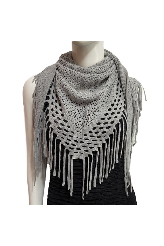 Soft Knitted Triangular Scarf for Women Envelope Scarf Blanket Scarf Shawl with Fringes for Autumn and Winter Outfits