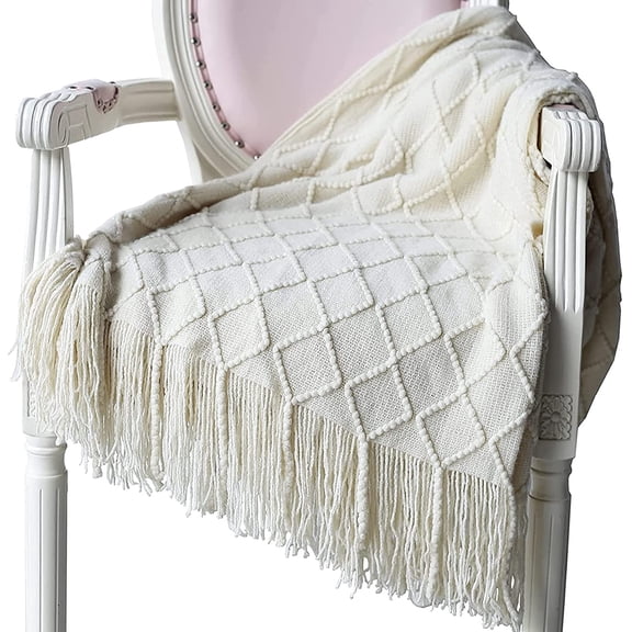 Soft Knitted Wool Blanket, Pom Pom Blanket, Sofa Blanket, Sleeping Blanket