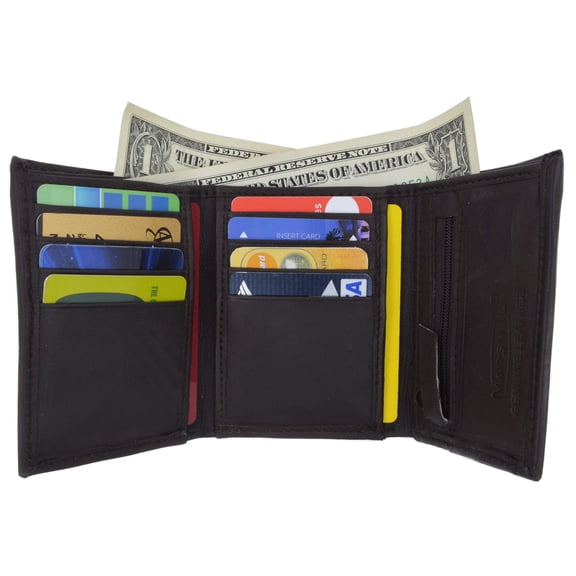 Soft Lamb Leather Trifold Card Holder Wallet W/Outside ID Window 1555