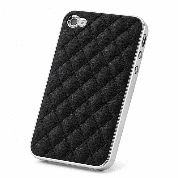 Black Quilted PU Leather Phone Case for iPhone 4/4S - Slim & Protective