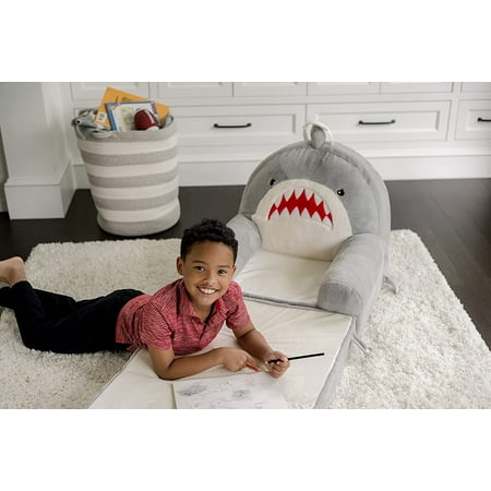 Soft Landing - Elite Seats - Premium Character Sofa Seat & Transformable Fold-Out Lounger with Carrying Handle - Shark