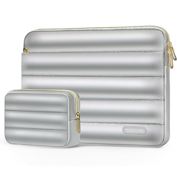 Soft Laptop Sleeve Padded PC Cover for Macbook Air Pro Retina 13 14 15 16 inch Notebook Computer Case for HP Dell Lenovo Acer (Silver,15-16 inch)