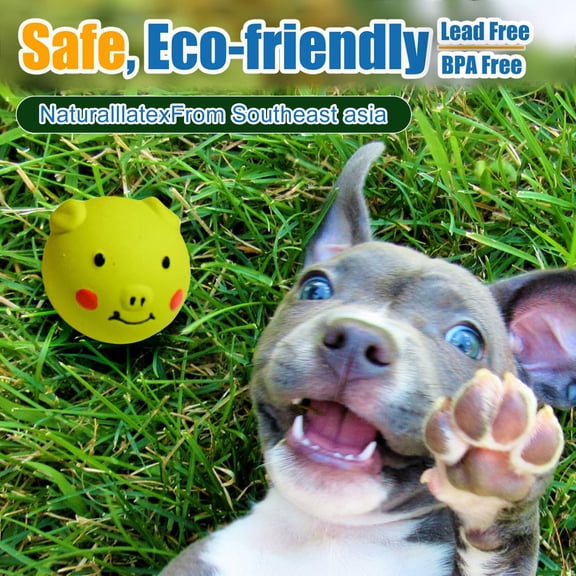 Soft Latex Squeaky Dog Toy Pig Shape Balls for Small Medium Breeds Durable Chew Toy for Fetch Play Training 2.4 Inch