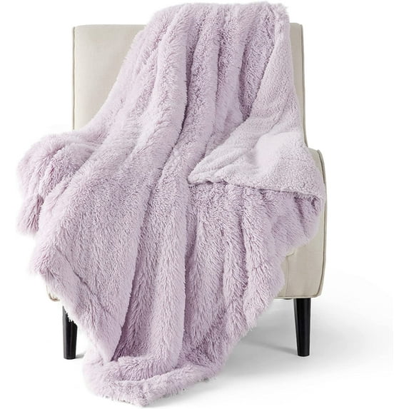 Soft Lavender Twin Blanket for Bed, Fluffy Fuzzy Blankets Twin Size for Couch, Sofa, Cozy Plush Sherpa Fleece Faux Fur Blanket, Thick Warm Christmas Blanket Gifts for Women, Men, 60x80
