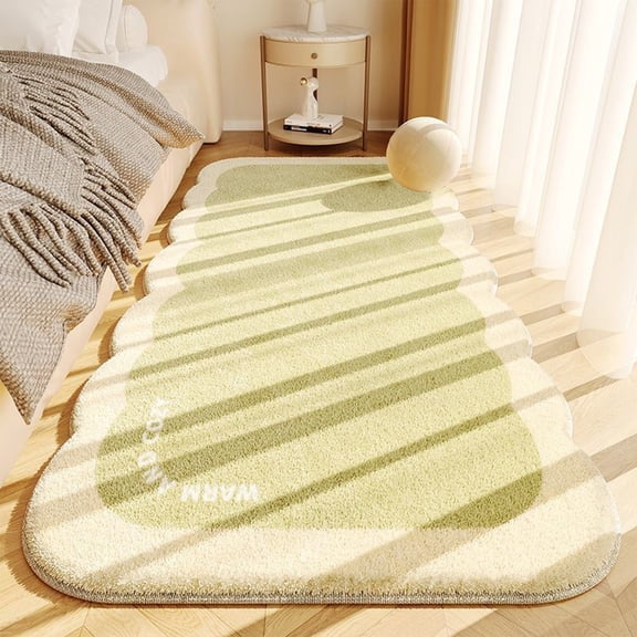 Soft Lazy Carpet for Bedroom Bedside, Non Slip Imitation Pashm Rug, Striped Stain Mat for Tatami Floor, 15.75"X47.24"