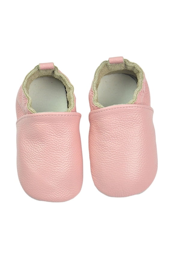 Soft Leather Baby Shoes -on Boys Girls Slippers with Elastic Ankle, Anti- First Walking Crib Shoes for Toddlers 0-2 Years Baby Sneakers Moccasins Pre-Walkers(Color:Pink,Size:0-6 Months)