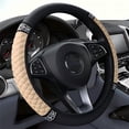 thumbnail image 1 of Soft Leather Car Steering Wheel Cover, Universal 15 Inch Colorful Rhinestones Anti-Slip Elastic Steering Wheel Covers for Most Cars, Sparkly Crystal Diamond for Women Girls (Beige), 1 of 9