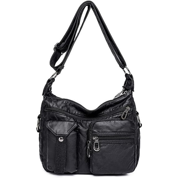 Soft Leather Crossbody Purse for Women Pocketbooks Waterproof Shoulder Bag Ladies Multi Pocket Crossbody Bag