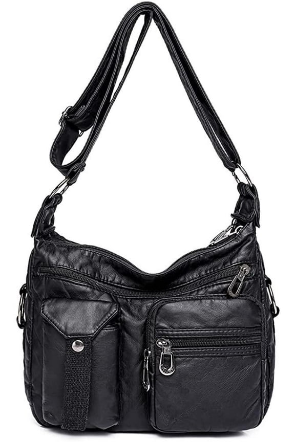 Soft Leather Crossbody Purse for Women Pocketbooks Waterproof Shoulder Bag Ladies Multi Pocket Crossbody Bag