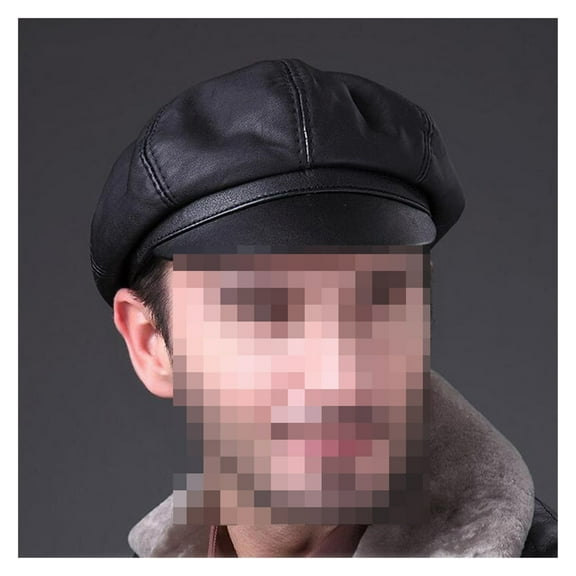 Soft Leather Driving Flat Cap Autumn Winter Mens Stylish Fashion Outdoors Sport Keep Warm Hat Black ,Classic Design