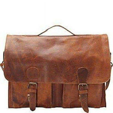 Soft Leather Laptop Messenger Bag & Brief Bag, Dark Brown