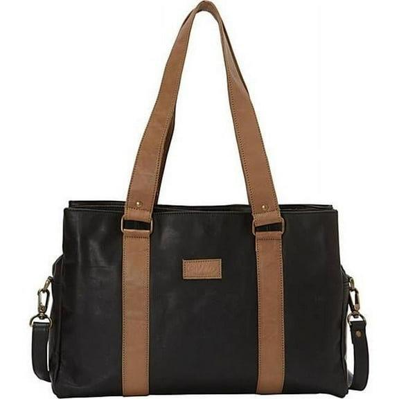 Soft Leather Laptop Tote & Shoulder Bag, Black