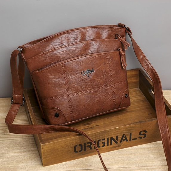 Soft Leather Messenger Bag Large Capacity Style Shoulder Bag for Men Women Durable Crossbody Bag