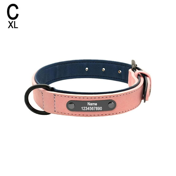 Soft Leather Personalized Dog Collar ID Tag Engraved for Small Medium Large D &я A7O0